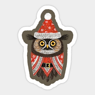 Cute Christmas Santa owl illustration Sticker